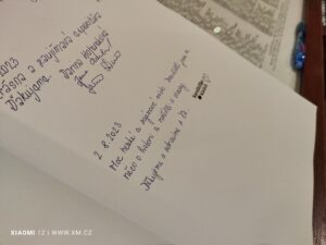 Levoča - náš zápis do návštěvní knihy s razítkem