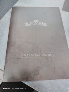 Nápojový lístek v podniku s názvem Kafiarnička - Poprad