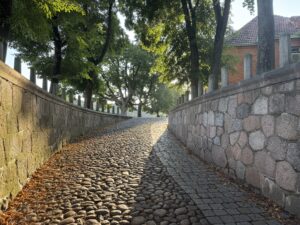 Dlážděná cesta u kostela