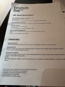 Jídelní a nápojový lístek