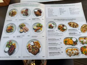 Jídelní lístek restaurace Katpėdėlė