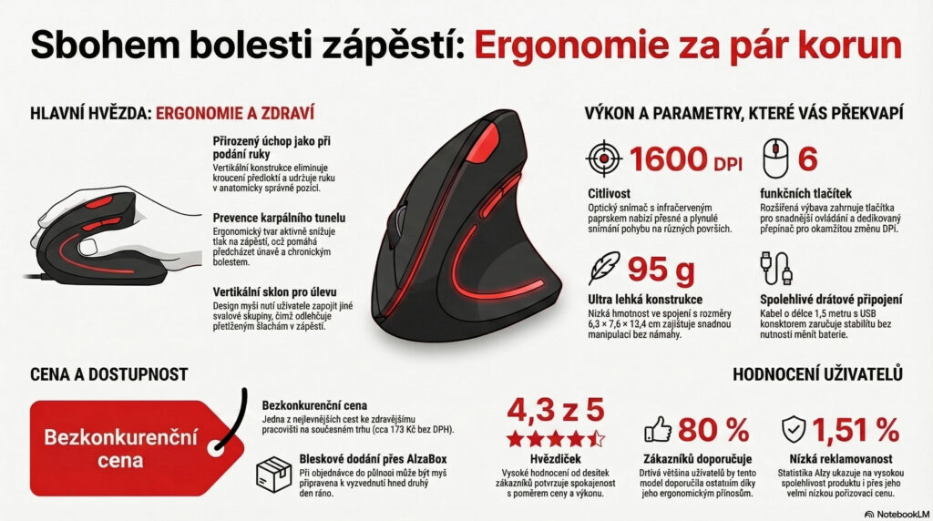 Nejlevnější vertikální ergonomická myš C-TECH