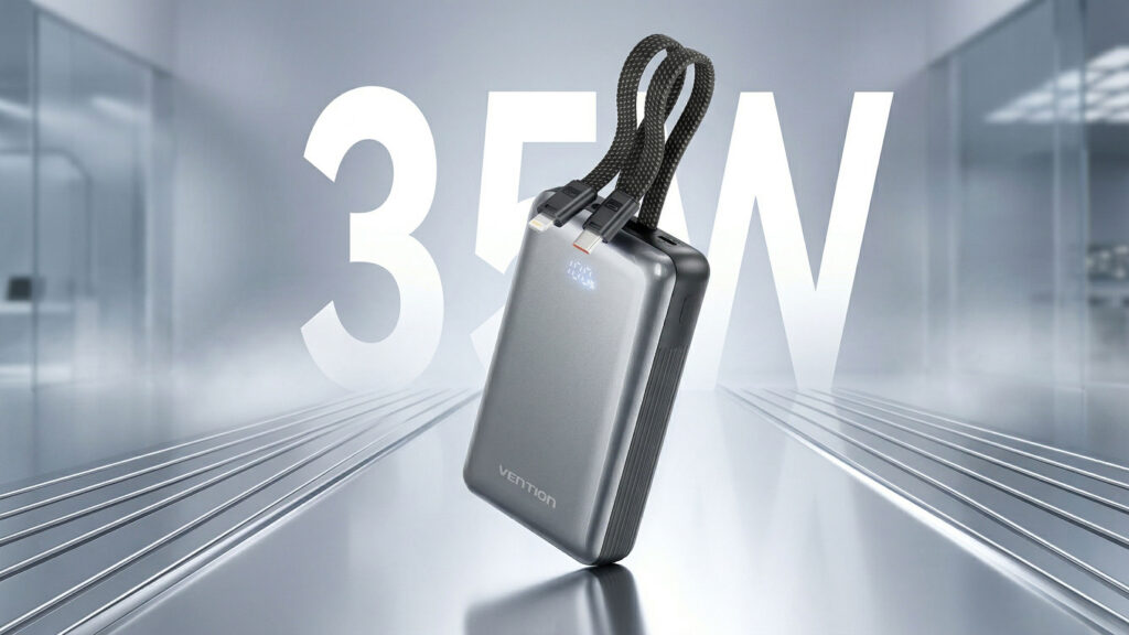 Powerbanka Vention obsahuje integrované kabely