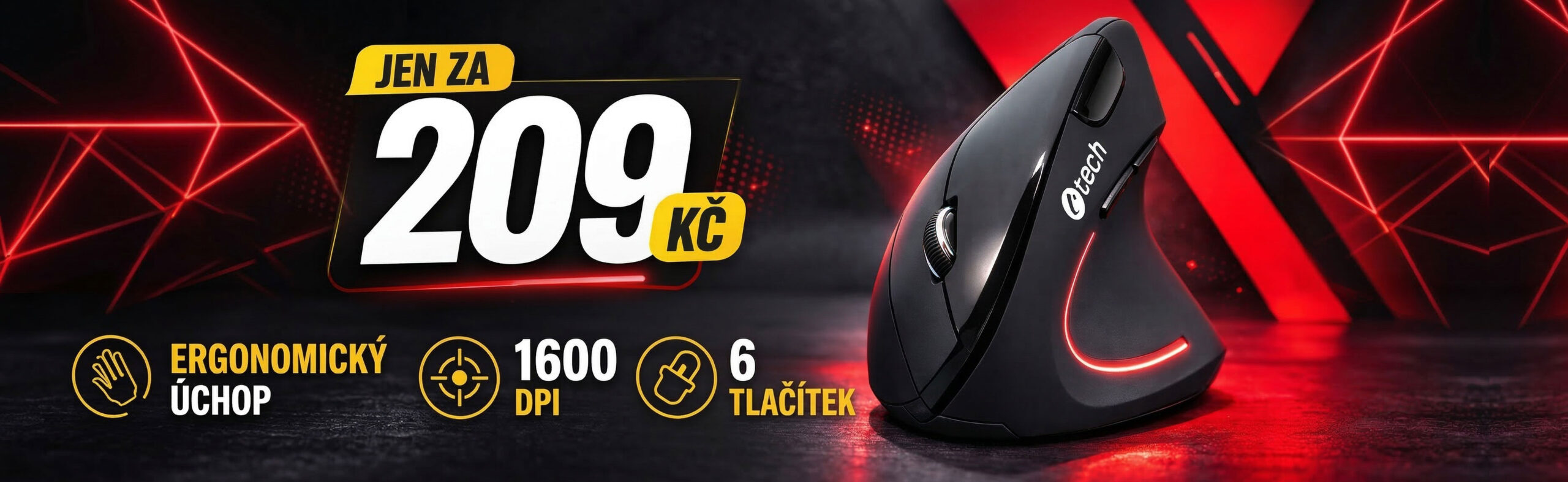 Vertikální ergonomická myš C-TECH VEM-09C