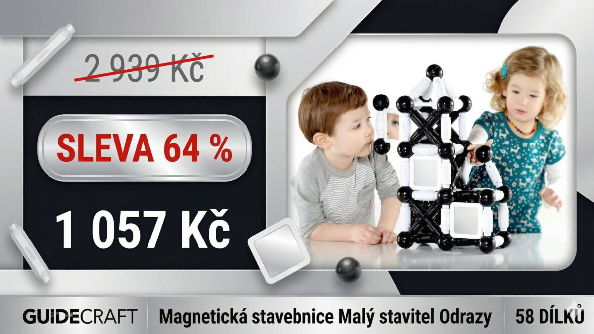 Magnetická stavebnice GuideCraft zlevnila o 64 %. Teď stojí jen 1057 Kč