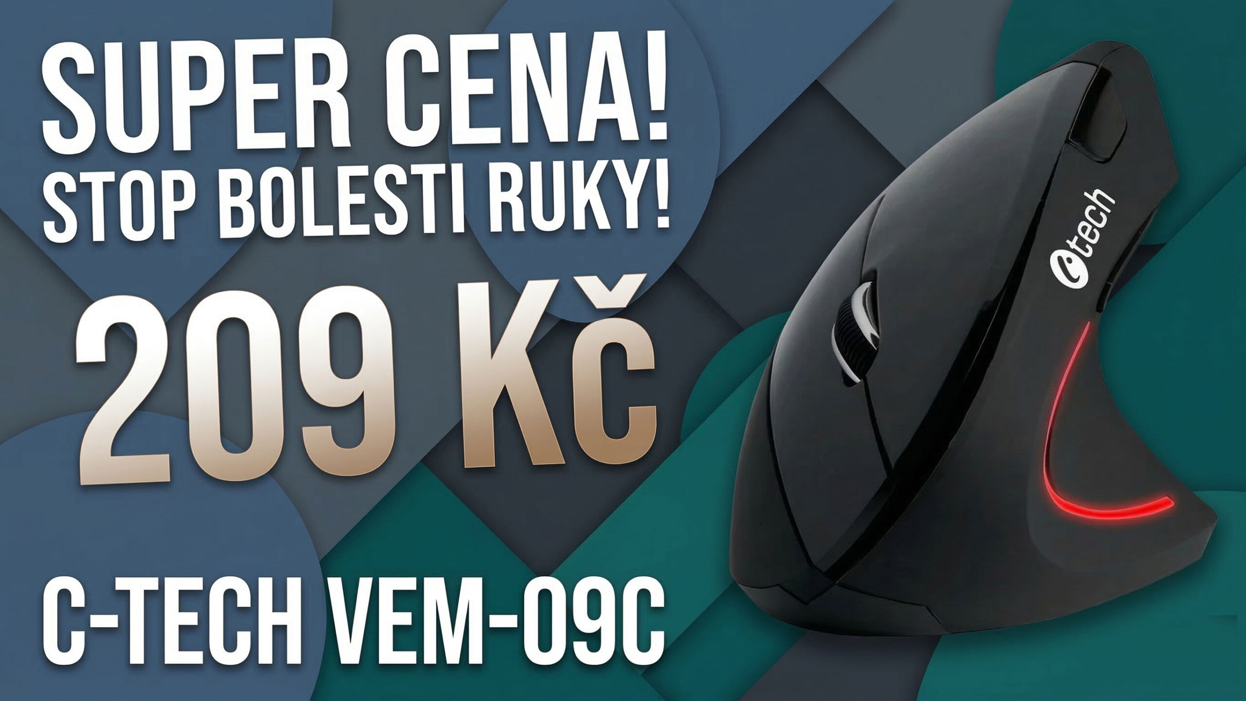Nejlevnější vertikální ergonomická myš C-TECH stojí jen 209 Kč