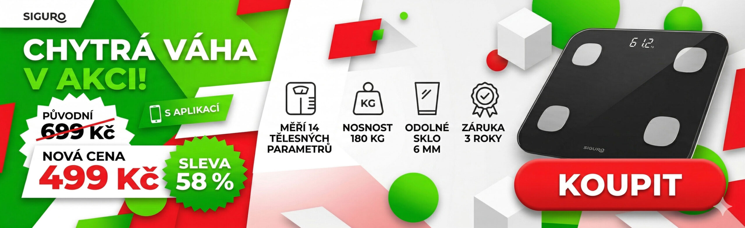 Chytrá osobní váha Siguro SC-S131B Smart Fitness Coach