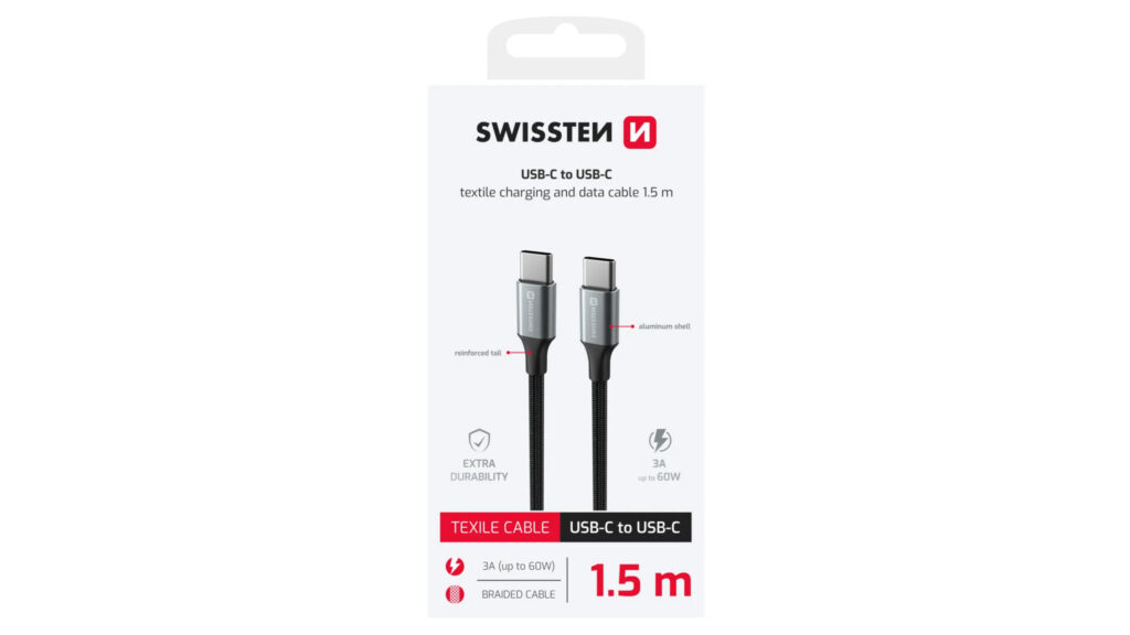 Datový a nabíjecí kabel Swissten Textile II USB-C / USB-C