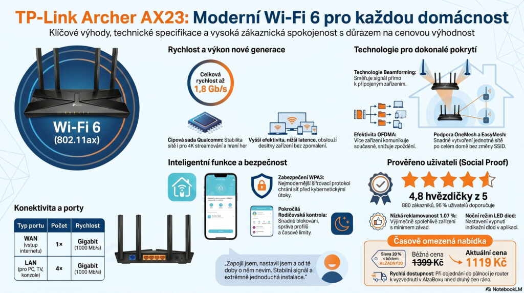 TP Link Archer AX23 Moderní Wi-Fi 6 pro každou domácnost
