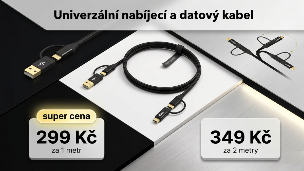 Jeden kabel pro všechno. S AlzaPower MultiCore 4in1 nemusíte řešit konektory. Stojí jen 299 Kč