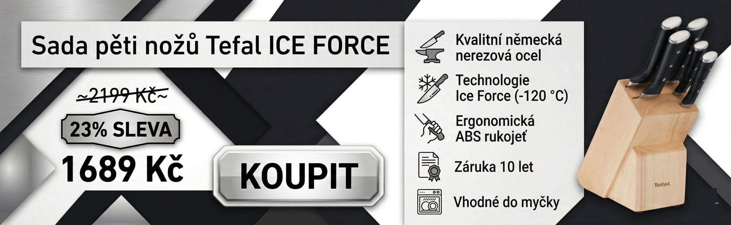 Sada pěti nožů Tefal se stojánkem