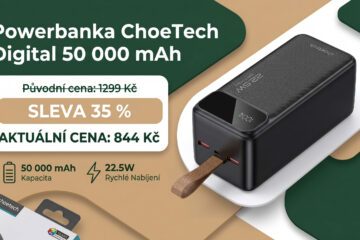 Powerbanka ChoeTech Digital s kapacitou 50000 mAh je s kódem o 35 % levnější. Stojí jen 844 Kč