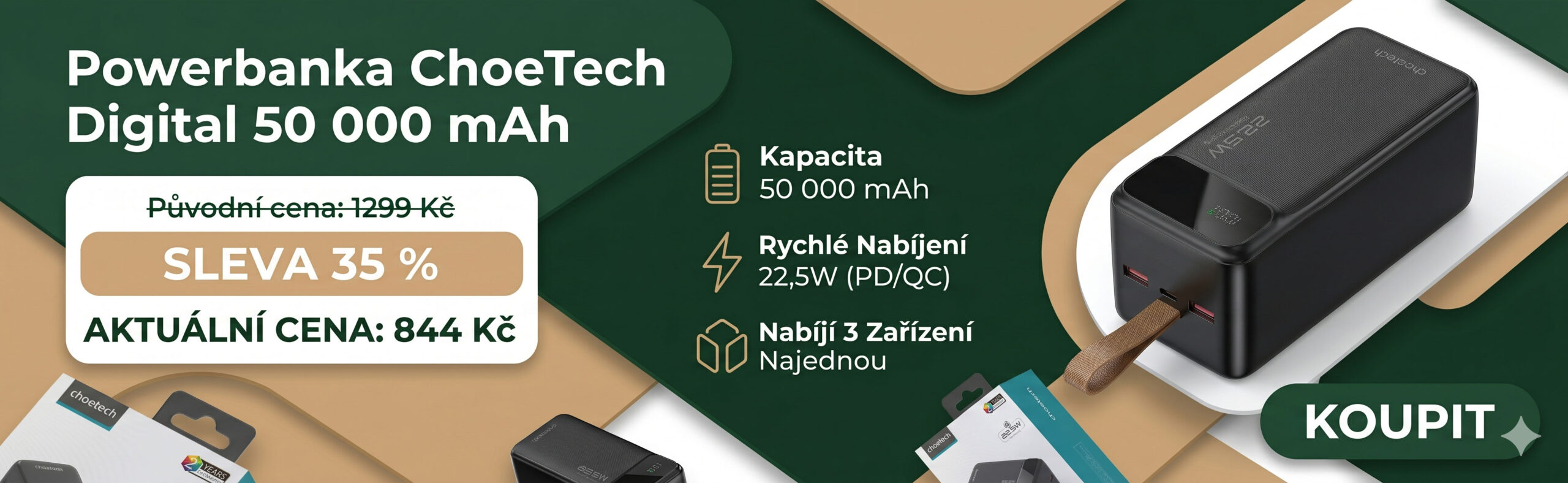 Powerbanka ChoeTech Digital