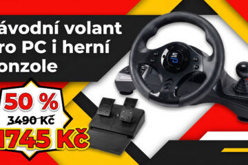 Závodní volant Superdrive s pedály a řadicí pákou teď můžete mít za polovinu. Funguje s PC i konzolemi