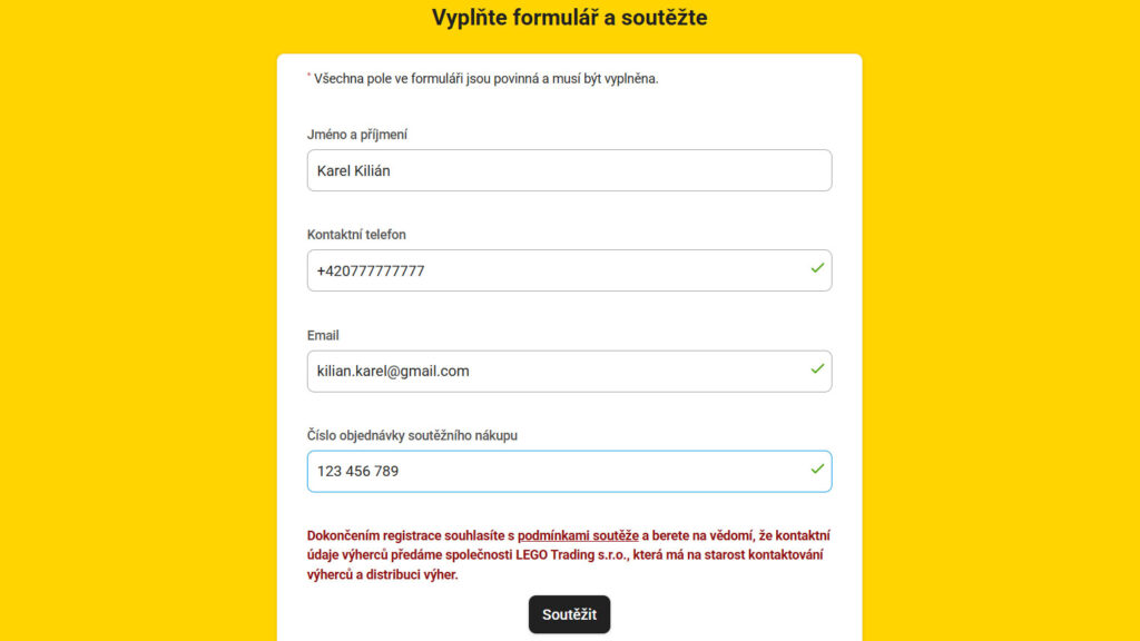 Vyplňte formulář a vyhrajte LEGO