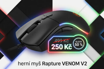 Herní myš Rapture VENOM V2 s RGB podsvícením zlevnila na polovinu. Za 225 Kč jen těžko hledá konkurenci