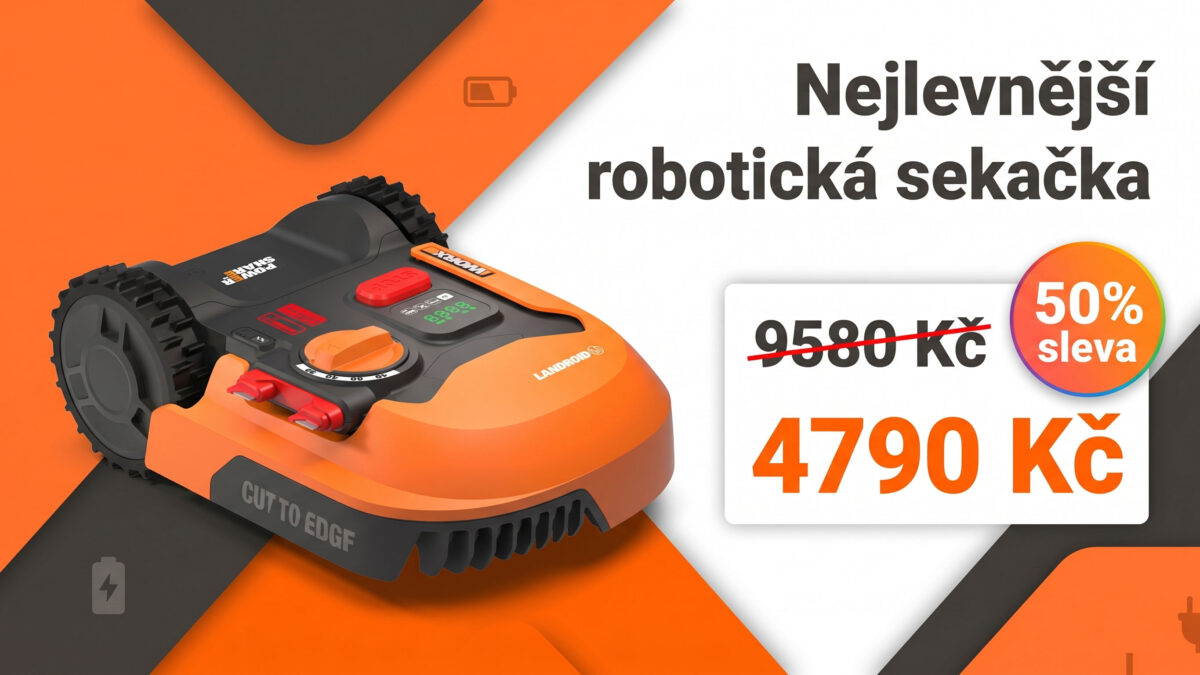Nejlevnější robotická sekačka stojí po 50% slevě jen 4790 Kč. Poseká trávník s plochou až 250 m²