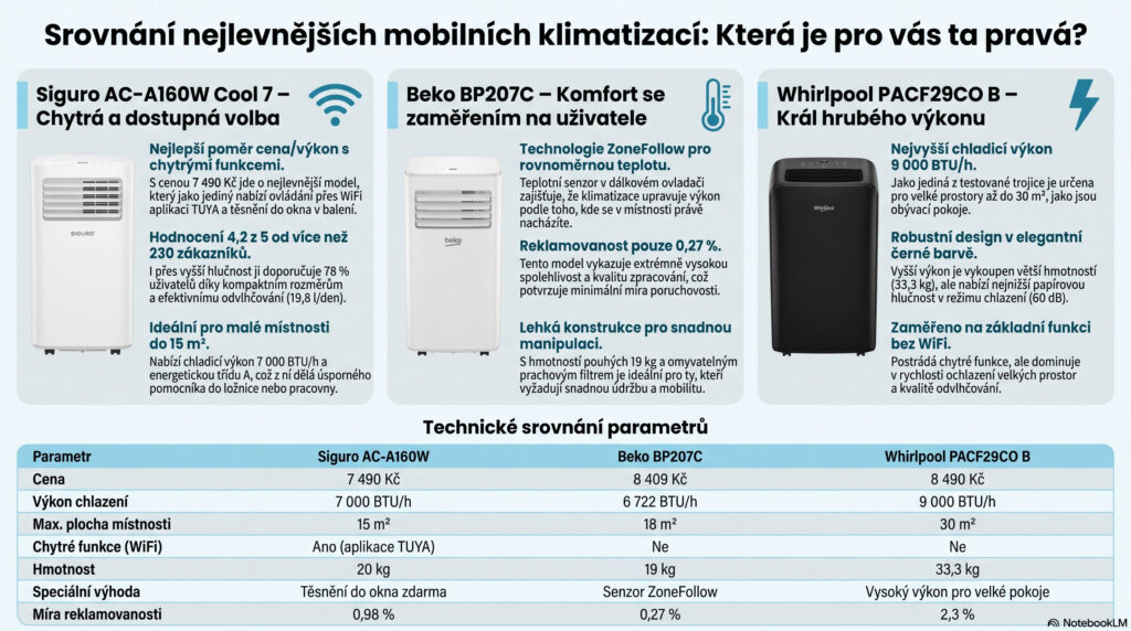Tři nejlevnější mobilní klimatizace