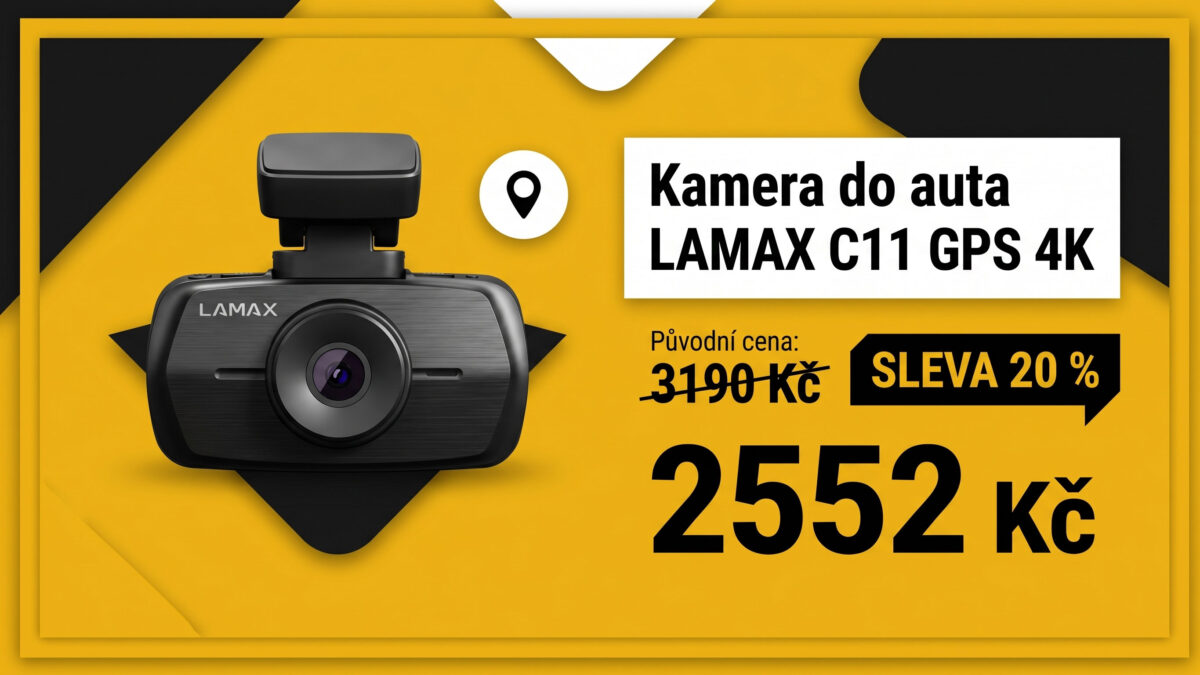 Kamera do auta LAMAX C11 GPS 4K zlevnila o 20 %. Za 2552 Kč natáčí ve 4K a ukládá polohu