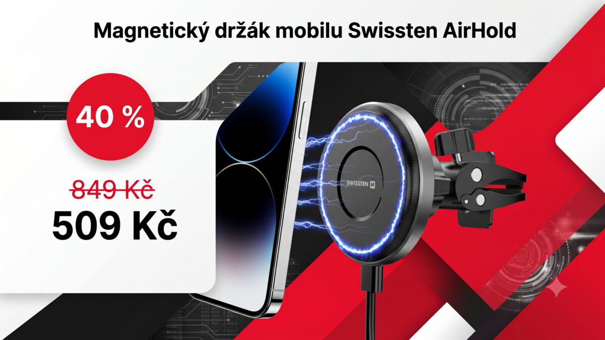 Magnetický držák mobilu do auta zlevnil o 40 %. Za Swissten AirHold teď zaplatíte jen 509 Kč