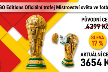 Postavte si z Lega oficiální trofej Mistrovství světa ve fotbale. Stavebnice je teď v akci o 745 Kč levnější