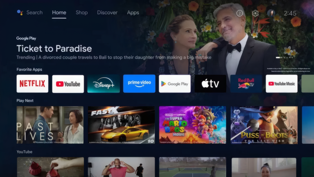 K dispozici jsou aplikace Netflix, Disney+, YouTube, Apple TV či Amazon Prime Video