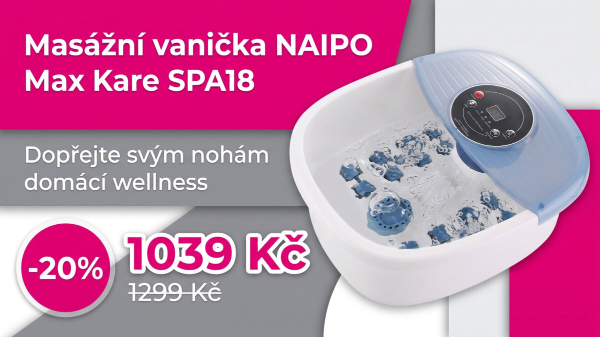 Dopřejte svým nohám lázně! Masážní vanička NAIPO MaxKare SPA18 se slevou 20 % stojí jen 1039 Kč