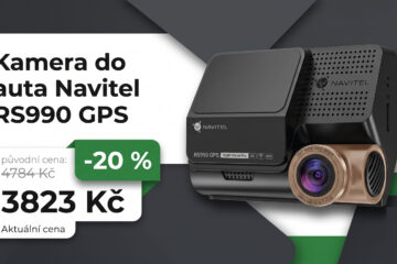Kamera do auta Navitel RS990 GPS zlevnila o 20 %. Za 3823 Kč nabízí hlasové ovládání v češtině