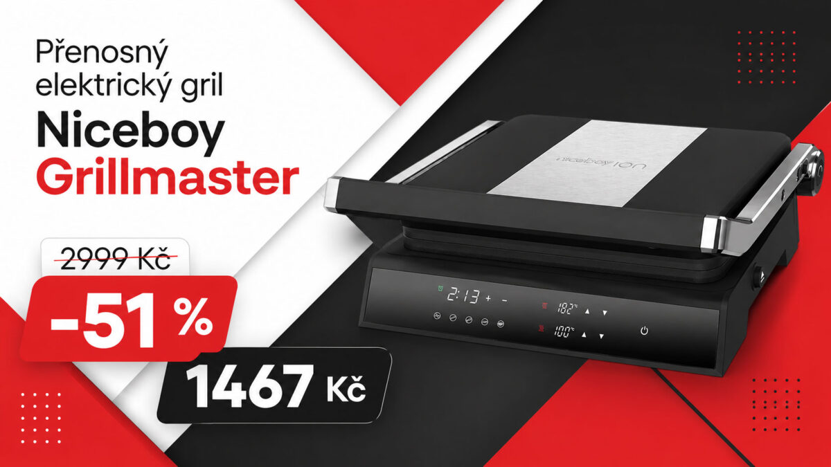 Přenosný elektrický gril Niceboy Grillmaster stojí s 51% slevou jen 1467 Kč. Má vynikající hodnocení!