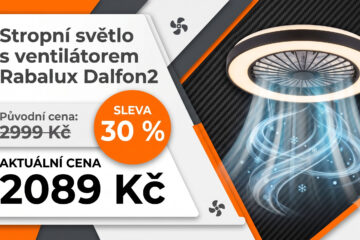 Stropní světlo s ventilátorem Rabalux zlevnilo o 30 %. Za 2089 Kč nabídne vánek a stmívatelné LED