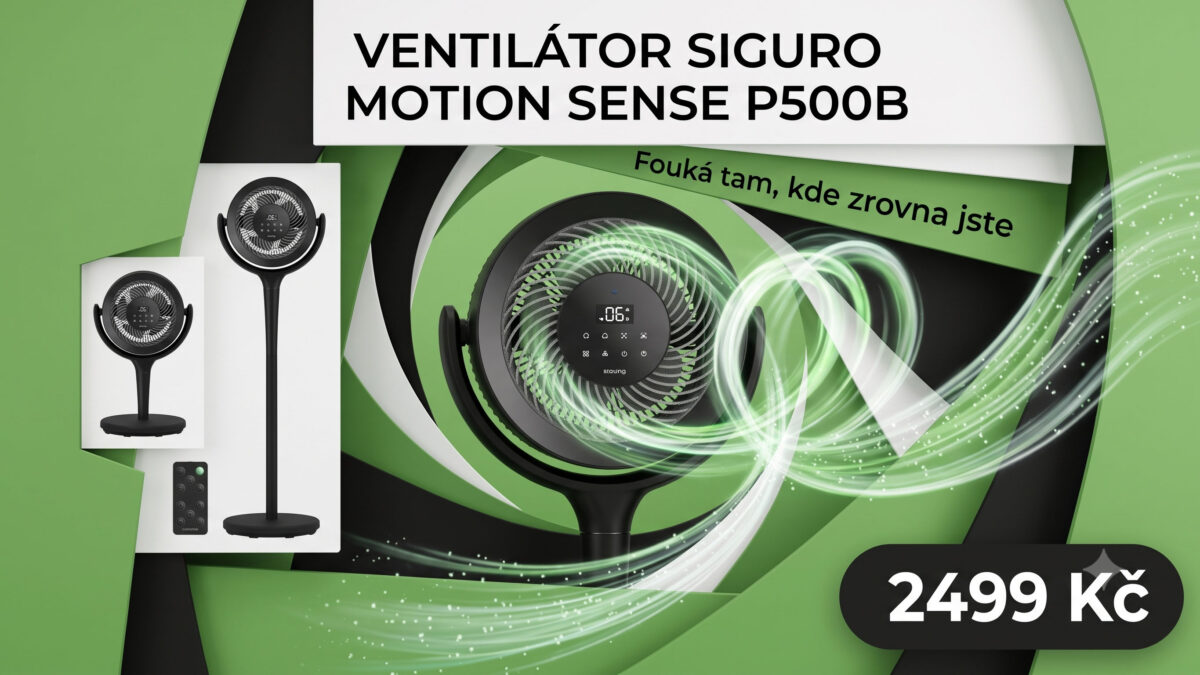 Ventilátor Siguro Motion Sense lze ovládat gesty. Díky AI fouká přímo na vás, i když se hýbete