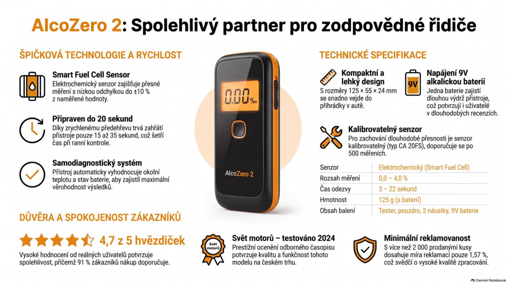 Digitální alkohol tester pro zodpovědné řidiče