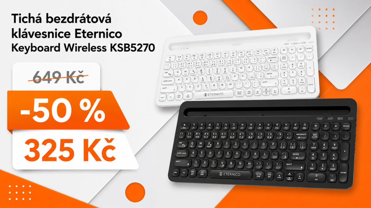 Bezdrátová klávesnice od Alzy zlevnila o 50 %. Za 325 Kč nabízí tiché klávesy a držák na mobil