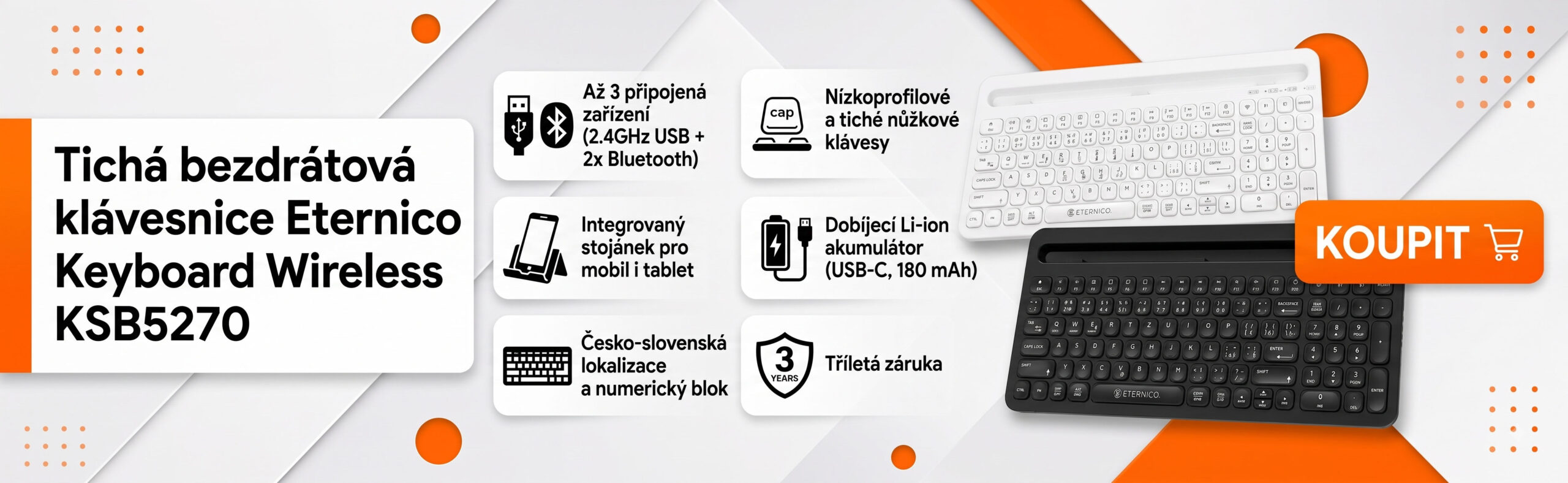 Bezdrátová klávesnice Eternico Keyboard Wireless KSB5270