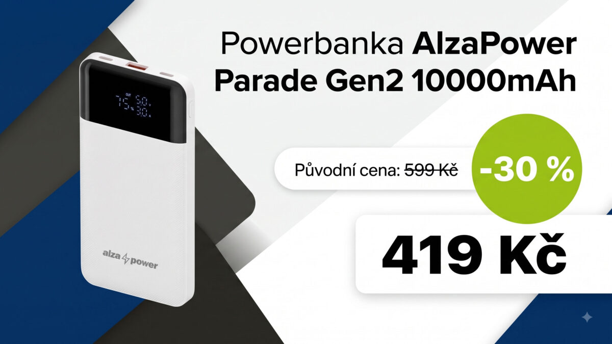 Powerbanka AlzaPower je s kódem o 30 % levnější. Za 419 Kč nabídne displej a 10 000 mAh