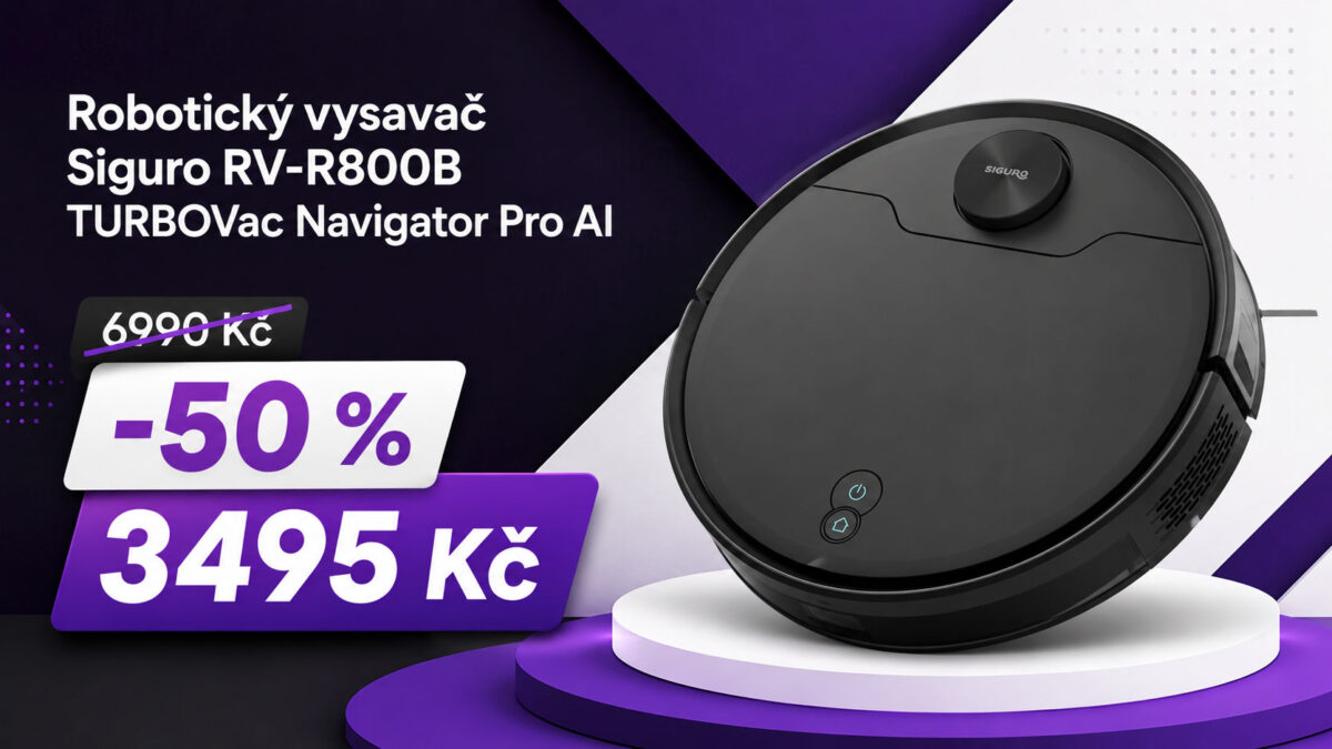 Šikovný robotický vysavač Siguro zlevnil na polovinu. Za 3495 Kč nabídne vysoký výkon i vytírání