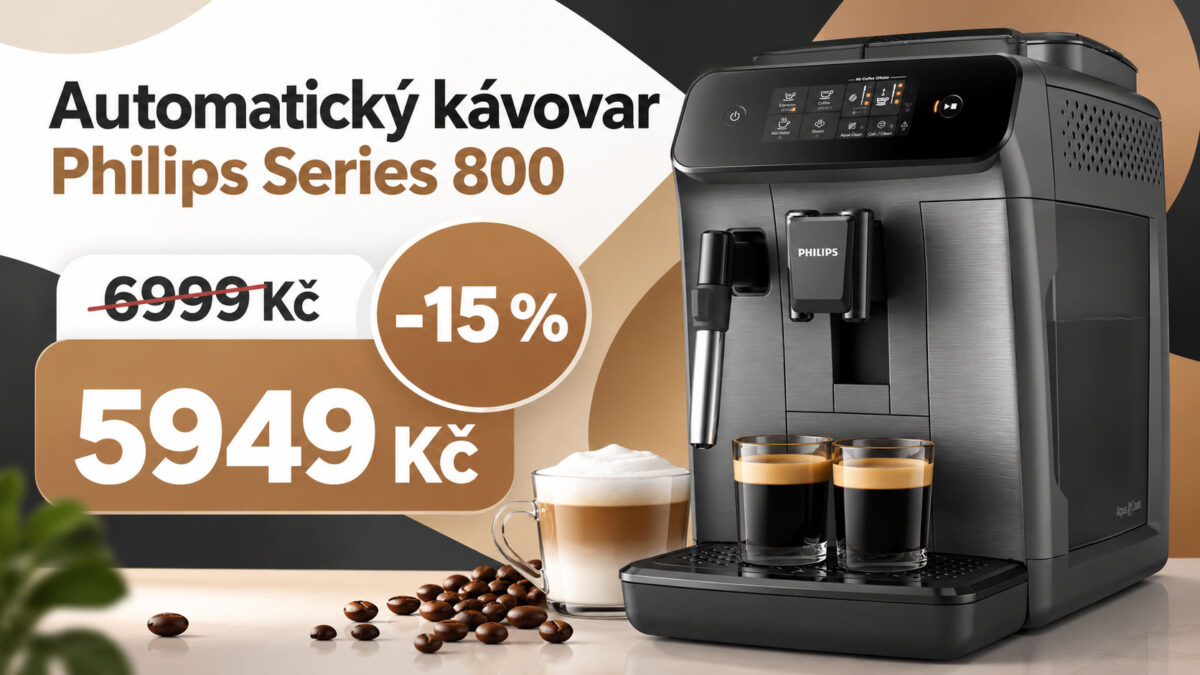 Automatický kávovar Philips je s kódem o 15 % levnější. Stojí 5949 Kč a má velmi dobré hodnocení