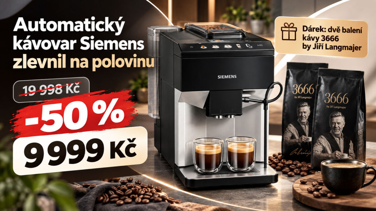 Automatický kávovar Siemens zlevnil na polovinu. Stojí 9999 Kč a dostanete k němu dvě balení kávy