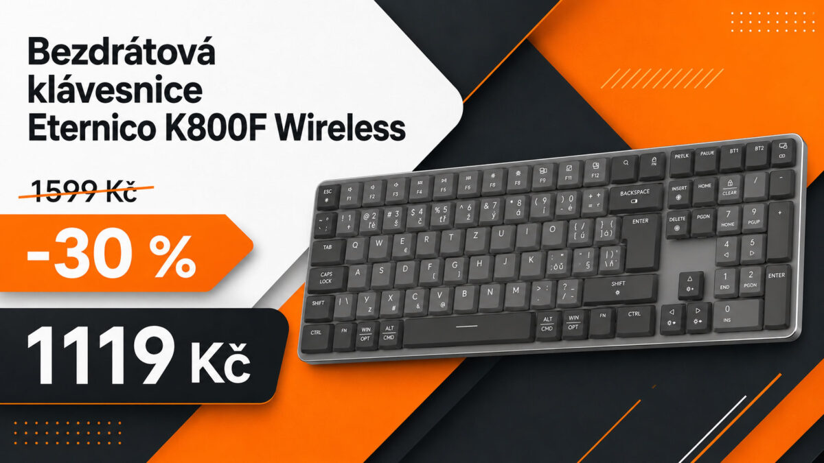 Bezdrátová klávesnice od Alzy je s kódem o 30 % levnější. Za 1119 Kč nabídne i RGB podsvícení
