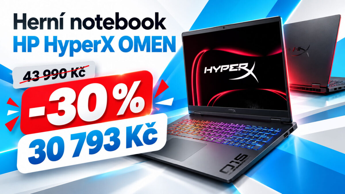 Herní notebook HP HyperX OMEN zlevnil o 30 %. Za 30 793 Kč nabídne výkon i pro náročné hry