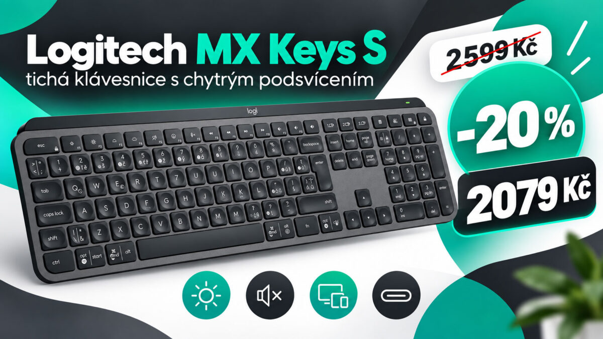 Logitech MX Keys S zlevnila o 20 %. Tichá klávesnice s chytrým podsvícením je za 2079 Kč