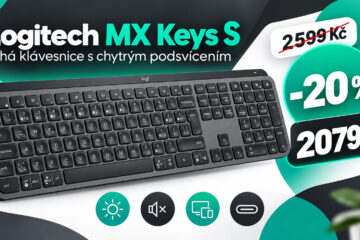 Logitech MX Keys S zlevnila o 20 %. Tichá klávesnice s chytrým podsvícením je za 2079 Kč