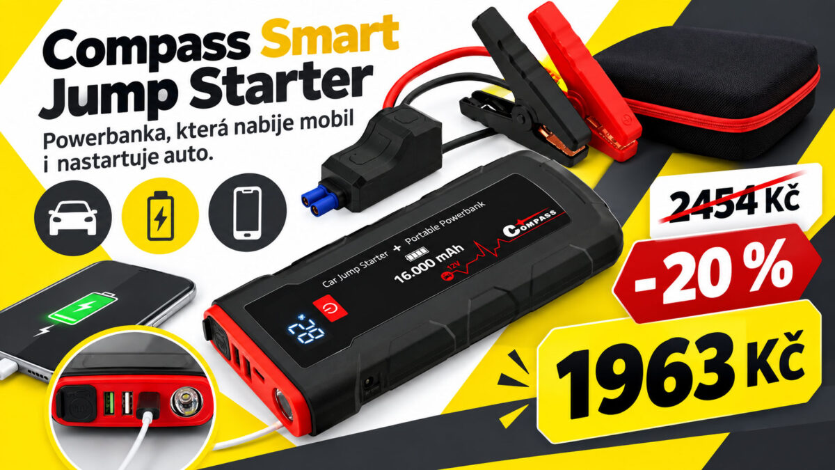 Powerbanka Compass nabije mobil i nastartuje auto. Teď zlevnila o 20 % a stojí jen 1963 Kč