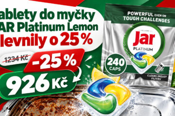 Tablety do myčky JAR Platinum Lemon zlevnily o 25 %. Udělejte si zásobu na několik měsíců!
