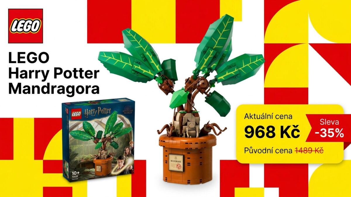 Už nakupujete na Vánoce? LEGO Harry Potter Mandragora s kódem zlevní o 521 Kč. Stojí 968 Kč