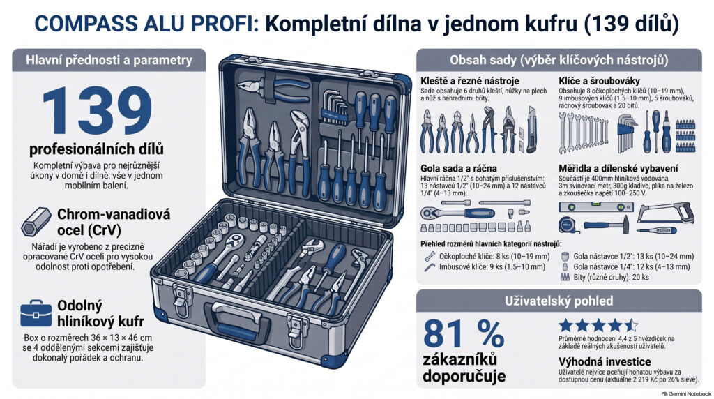 Profesionální sada nářadí v hliníkovém kufru