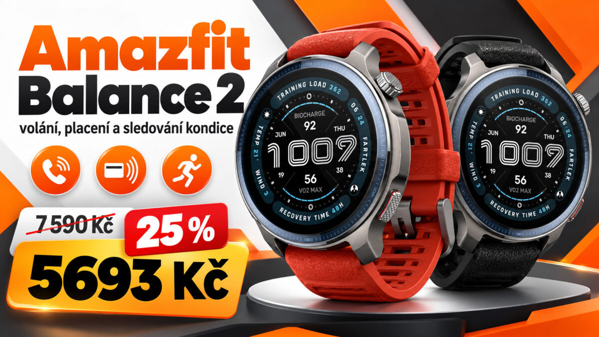 Chytré hodinky Amazfit Balance 2 zlevnily o čtvrtinu na 5693 Kč. Umí volat, platit i hlídat kondici