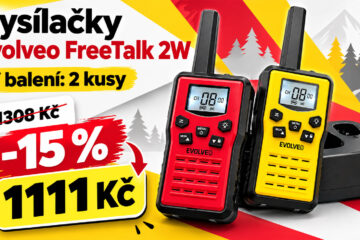 Dvě vysílačky Evolveo FreeTalk 2W zlevnily o 15 %. Za 1111 Kč nabídnou dosah až 15 kilometrů