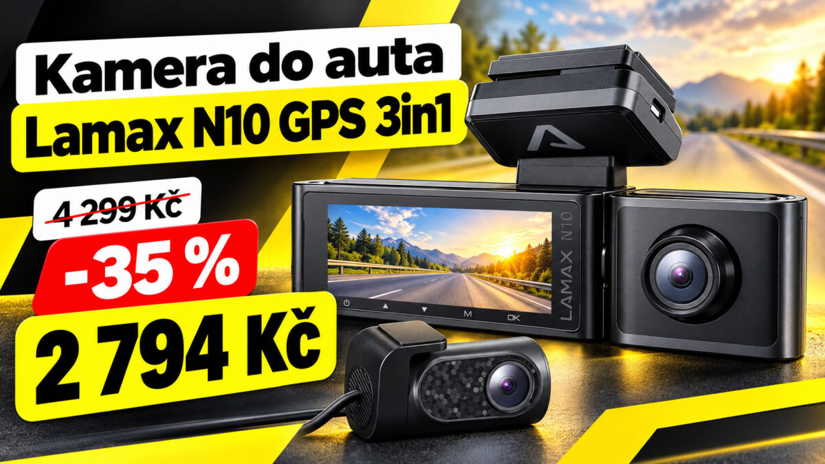 Kamera do auta Lamax N10 GPS 3in1 zlevnila o 35 %. Za 2794 Kč nabízí vysoké rozlišení 4K