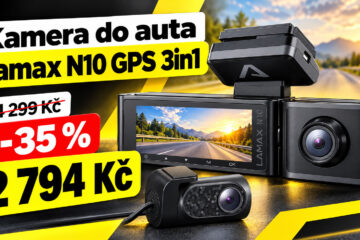Kamera do auta Lamax N10 GPS 3in1 zlevnila o 35 %. Za 2794 Kč nabízí vysoké rozlišení 4K